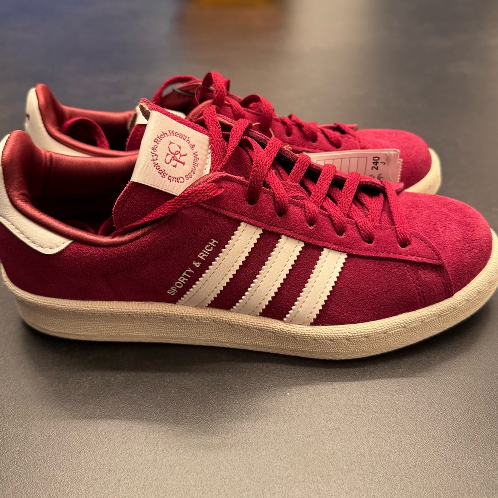 Sporty & Rich Maroon and White Sneakers
